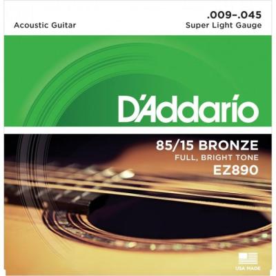 DAddario สายชุดกีตาร์โปร่ง DAddario 85/15 Bronze Light No 009-.045 SUPER  LIGHT GRUGE รุ่น EZ890