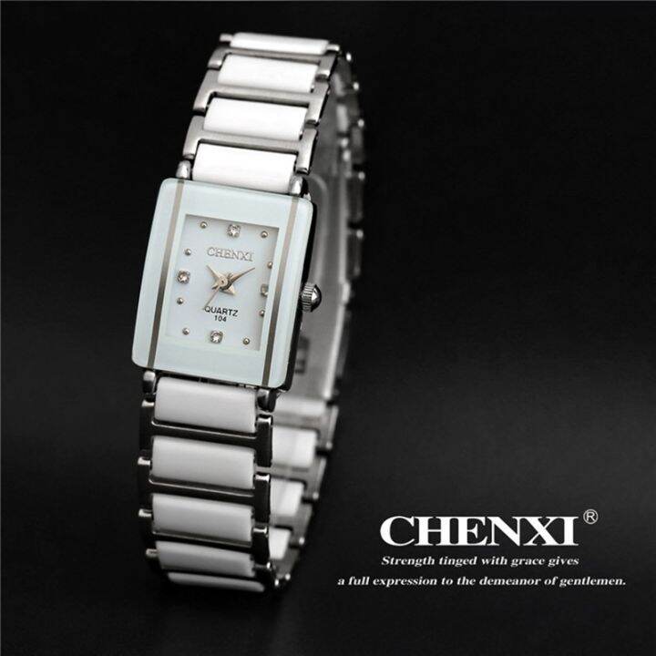 a-decent035-luxurychenxiwomenrhinestonesilver-simpleceramics-braceletcasualwristwatch