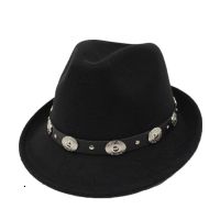 Ozyc British Style Wool Jazz Cap Hat For Women Vintage Utumn Winter Ladies Fedora Hats With Metal Belt Female Curled Brim Hat