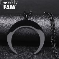 Gothic Stainless Steel Moon Necklace for Women Black Color Big Neckless Jewelry collar acero inoxidable mujer N3107S03