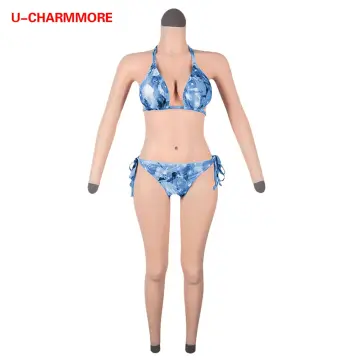 Plus Size No Oil Silicone Crossdresser Half Bodysuit Breast Forms  Breastplate