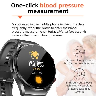 นาฬิกาวัดความดันโลหิต2023น้ำตาลในเลือดสมาร์ทวอท์ชผู้ชาย ECG + PPG เครื่องวัดชีพจรวัดอุณหภูมิร่างกายได้อย่างแม่นยำ
