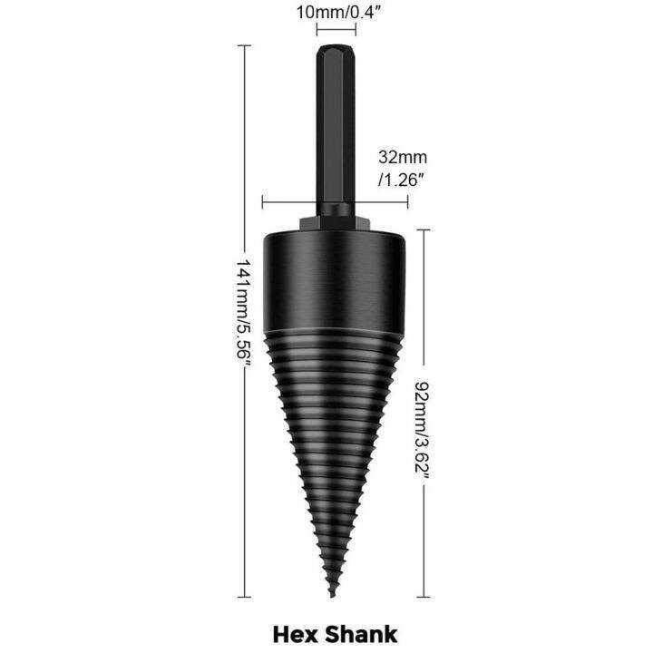 เครื่องแยกท่อนไม้ฟืนแบบหัวเจาะ1ชิ้นหัวเจาะถอดได้ชิ้นส่วนไม้ช่วยให้สามารถแยกออกได้สว่านไฟฟ้าสกรูทรงกรวยไดรเวอร์-hex-หัวเจาะเจาะทรงกลมสี่เหลี่ยม1ชิ้น