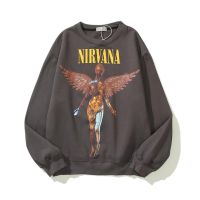 **Spot** Nirvana เสื้อสเวตเตอร์สําหรับ Unisex แขนยาวคอกลมทรงหลวม