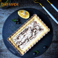 CHEFMADE กระทะทาร์ตสี่เหลี่ยมแบบไม่ติด,ถาดอบพายสีทองขนาด7นิ้วพร้อมก้นถอดได้ WK9210