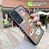 เคส Chenyyyka สำหรับ Xiaomi Poco F4 Redmi K50 Pro K40s การ์ตูนสุขสันต์วันมีความสุขบางมีน้ำค้างแข็งโปร่งใสแข็งขอบสี่เหลี่ยมรูปแบบเคสกันกระแทกปลอกซิลิโคนคลุมทั้งหมดเคสนิ่มป้องกัน