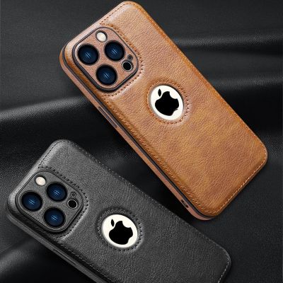 Luxury Leather Case for Apple iPhone 14 13 12 11 Pro MAX XS XR 7 8 Plus Original Logo Hole Official Design Silicone Phone Cover