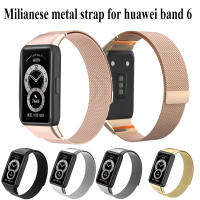 สาย Milanese สำหรับ Huawei Band 6สายสแตนเลสโลหะ Buckle สร้อยข้อมือสำหรับ Honor Band 6สายรัดสมาร์ท