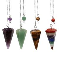 Natural Stones 7 Chakra Crystal Pendulum Faceted Point Gemstone Wicca Healing Pendant Chain For Dowsing Divination Jewelry Gifts