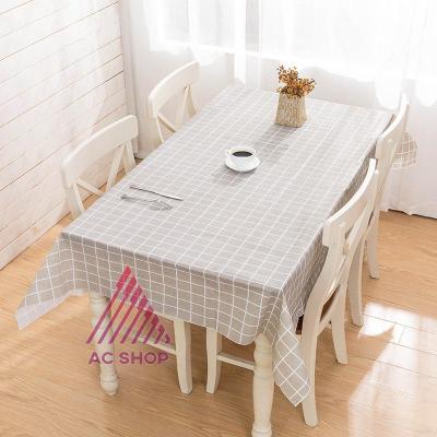 [10 ชิ้น] ผ้าปูโต๊ะ ผ้าคลุมโต๊ะ ผ้าปูโต๊ะสไตล์ มินิมอล 🌼 🌷พลาสติก PEVA ลายตาราง กันน้ำ.   AC99