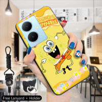 Mop เคส Mall สำหรับ Vivo V29 5G Y78 5G Y78 5G + 5G สายคล้องแหวนใส่นิ้วน่ารักการ์ตูน SpongeBob SquarePants Spong Bob เคสใส่โทรศัพท์เคส TPU ซิลิโคนนิ่ม