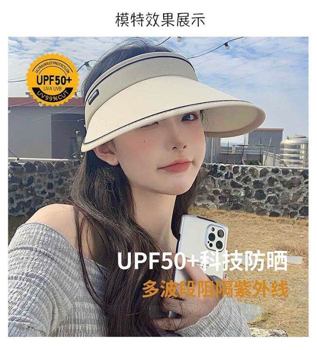 cod-hat-womens-summer-uv-sun-protection-upf50-empty-top-hat-outdoor-travel-sunshade-beach-vacation-all-match-foldable