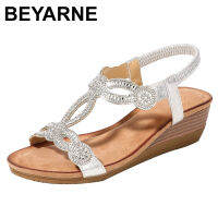 Thaya รองเท้าผู้หญิงฤดูร้อนใหม่โบฮีเมีย Wedge รองเท้าแตะผู้หญิง Rhinestone ผู้หญิง Flip Flops รองเท้าผู้หญิงวินเทจ BeachE627