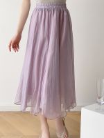 【HOT】 2023 Pink Gauze Skirt Female Thin Section Small Irregular Pleated