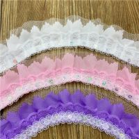 1yard/Lot 4.5cm Chiffon Pleated Lace Ribbon Fabric for Sewing Embroidered Clothing Wedding Party DIY Handmade Craft Materials Fabric  Material