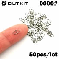 OUTKIT 50PCS Stainless Steel Pin Swivel Fishing Accessories Connector Lure Clip Rolling Swivels Sea Fishing Tackle Accessories