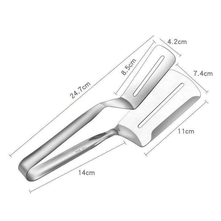 ที่คีบอาหาร-2-in-1-ที่หนีบสเต็กสแตนเลส-ตะหลิวทำอาหาร-ที่หนีบขนมปัง-ที่หนีบอาหารทะเล-ที่หนีบอเนกประสงค์-ตะหลิว