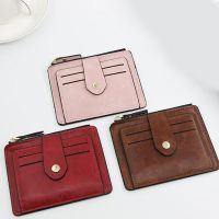 【Lanse store】Small Fashion Credit ID Card Holder Slim Leather Wallet With Coin Pocket Man Money Bag Case For Men Mini Women Business Purse