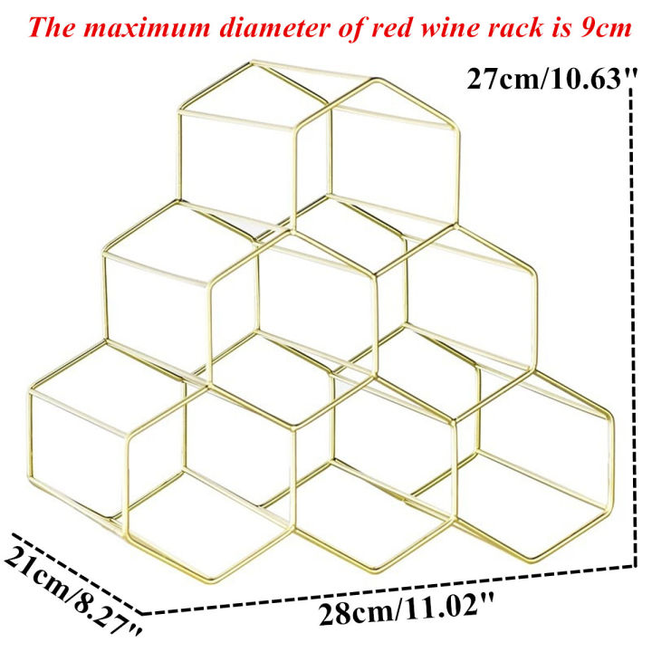6ขวดชั้นวางไวน์แบบโลหะเคาน์เตอร์ชั้นวางบนโต๊ะชั้นวางแบบประหยัดเนื้อที่ที่แขวนสิ่งของ