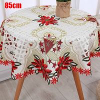 【cw】 Christmas Tablecloth Round/rectangle Embroidered Dining Table Cloth Runner New Year Party Decorations Dinner Table Cover ！