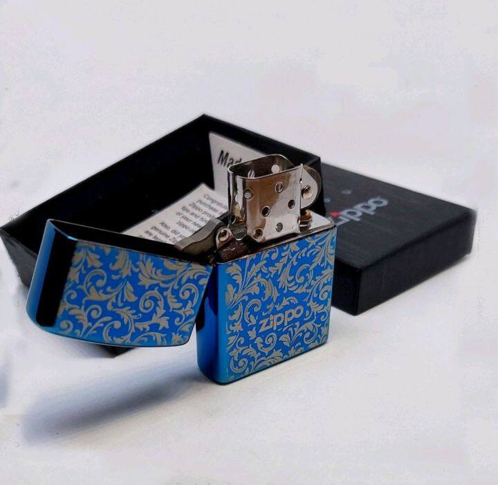 Korek Api Zippo Warna Biru Batik Motif Batik Depan Dan Belakang Koleksi