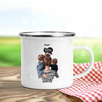 Super Mom Print Mugs Creative Coffee Tea Cups Mom Life Drinks Dessert Breakfast Milk Cup Enamel Mugs Handle Drinkware Best Gifts