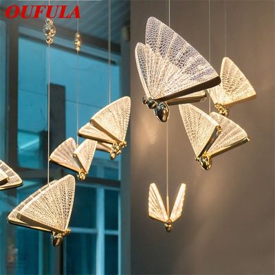 OUFULA New Nordic Butterfly Chandeliers Pendant Modern Ceiling Lamp Creative Design For Home LED Light