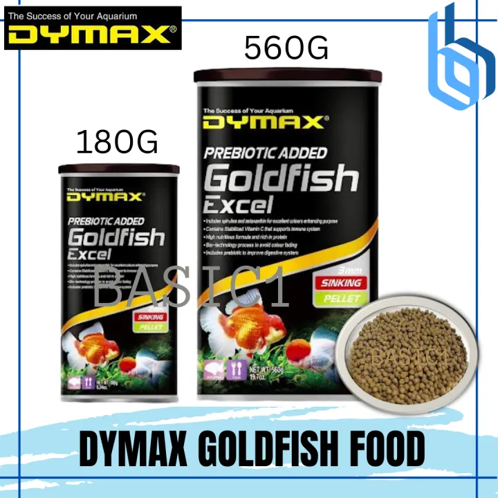 Dymax Goldfish Excel Premium Sinking Aquarium Fish Food 180g or 560G