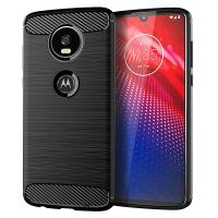 โทรศัพท์ปลอกสำหรับMotorola Moto Z4 กันกระแทกกรณีซิลิโคนคาร์บอนไฟเบอร์เนื้อแปรงนุ่มTPUปกหลัง