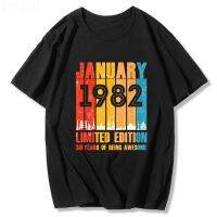 January 1982 T Shirt 38 Years Of Being Awesome Letter Print 100% Cotton O-neck Summer Short Sleeve Unisex Tees Shopping Harajuku - T-shirts - AliExpress