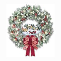 Christmas Music Box Christmas Wreath Styles Window Glass Door Wall Stickers Poster Home Decor 3D PVC Waterproof Crystal Wreath