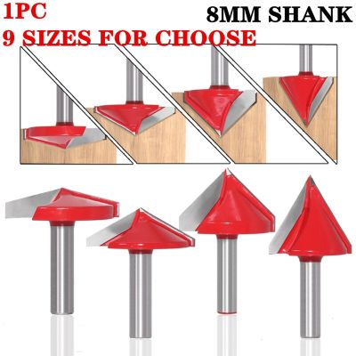 1pc 8mm Shank V Groove Wood Router Bit ทังสเตน CNC Carbide 60 90 120 150 องศาเครื่องตัดมิลลิ่งสําหรับไม้แกะสลักเครื่องมือไฟฟ้า