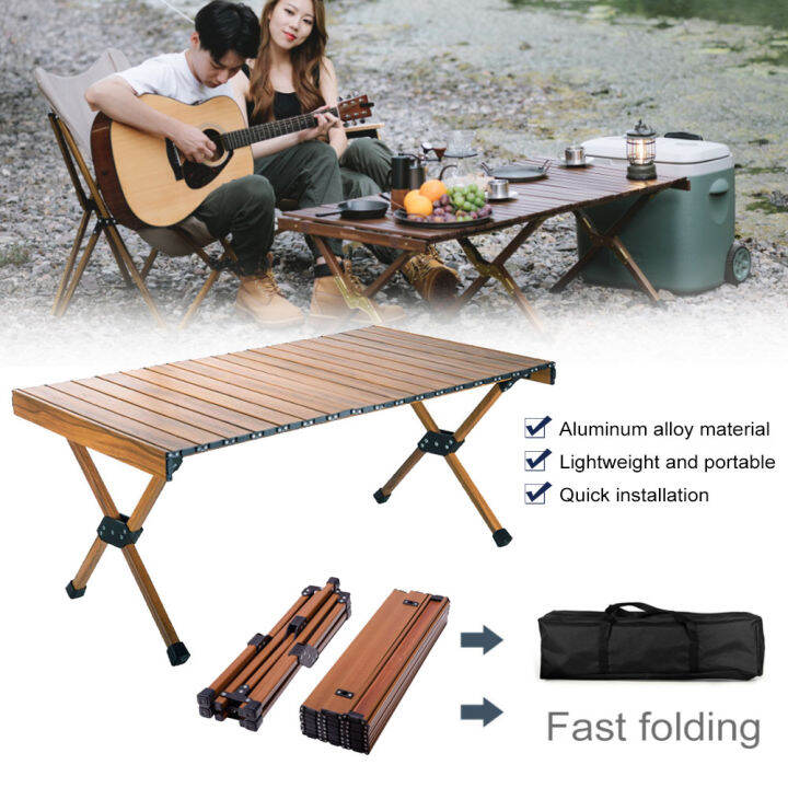 Gb Outdoor Camping Folding Table Roll Up Portable Aluminum Alloy