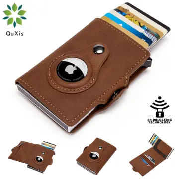 Rfid Credit Card Holder For Apple Airtag Wallet Purse Men Women Carbon  Fiber Coin Wallet with Photo ID Window Money Clips Wallet - AliExpress