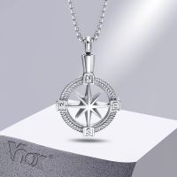 【DT】hot！ Vnox Navigation Compass Necklace for Men WomenStainless Urn Cremation Ashes Collar Keepsake Gifts Jewelry