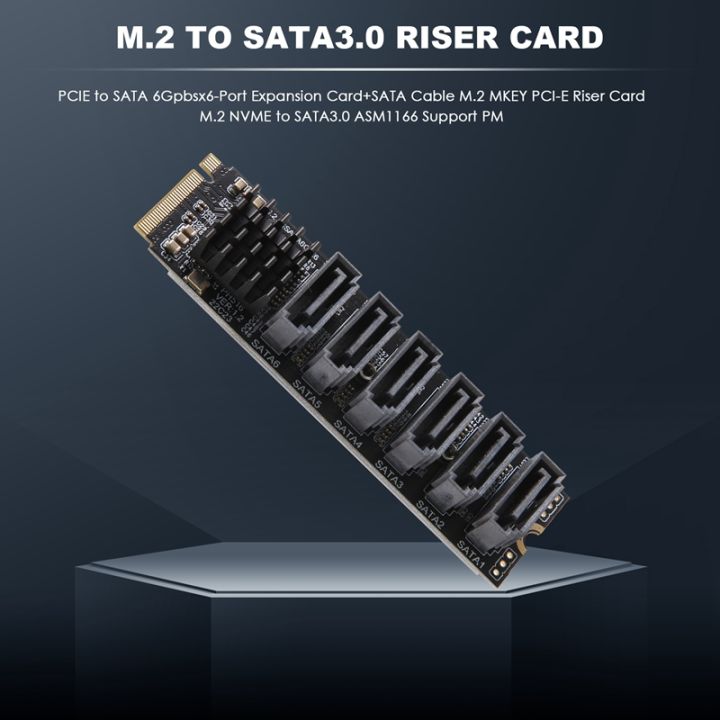 pcie-to-sata-6gpbsx6-port-expansion-card-sata-cable-m-2-mkey-pci-e-riser-card-m-2-nvme-to-sata3-0-asm1166-support-pm