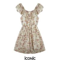 iCONiC  Around dress #9060 ชุดเดรส สีเหลืองครีม อก34" ยาว35" ผ้าชีฟอง เดรสแฟชั่น เดรสออกงาน เดรสทำงาน