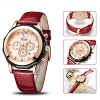 นาฬิกาผู้หญิง นาฬิกาข้อมือผู้หญิง นาฬิกาข้อมือแฟชั่น สายหนัง Megir Women Watches