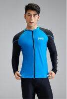 เสื้อเชิ๊ตผู้ชายแบบมีซิปสีฟ้า,Upf50 5XL ขนาดพิเศษป้องกันรังสียูวี + Surf