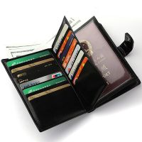 Men Multifunctional Passport Wallet Cover Man Brown Pu Leather Multi Card Holder Case Bussiness Card Wallet Money Clip Purse