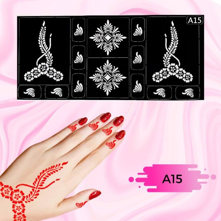Black Henna Reusable Rubber Stencils (Mehandi Tattoo), For Personal,  Packaging Size: 12 Sheet Per Box