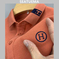 SEATUEMA เสื้อแขนสั้นผู้ชาย,เสื้อโปโลปักลายวัยรุ่นใหม่ฤดูร้อน