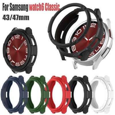 เคสป้องกันสำหรับนาฬิกา Samsung Galaxy 6คลาสสิก43มม. 47มม. สำหรับนาฬิกา Samsung Galaxy 6กรอบวงแหวนโลหะที่หมุนได้แบบกลวง