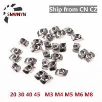 50PCS/Set M3/M4/M5 For 20/30/40/45 Series Slot T-Nut Sliding T Nut Hammer Drop In Fasten Connector Aluminum Extrusion Profile Hand Tool Parts Accessor