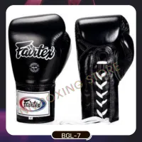 Fairtex Lace up Mexican Style Gloves BGL-7 Black ProTraining Gloves locked Thumb  Muay Thai MMA K1 นวมเชือกแฟร์แท็ค สีดำ เม็กซืกัน ไตล์ หนังเเท้ ผลิตจากโรงงานเเฟร์เเท็กซ์ประเทศไท