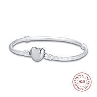 Fandola mujer pulseira Heart Clasp celets Bangles Female Snake Chain Charms celets For Women Silver 925 Jewelry Making