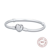 Fandola mujer pulseira Heart Clasp Bracelets Bangles Female Snake Chain Charms Bracelets For Women Silver 925 Jewelry Making