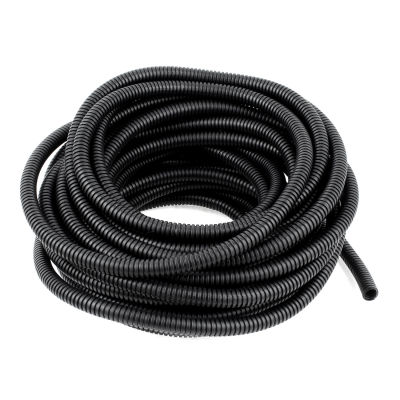 UXCELL 14M/46Ft 10x13mm Black Polyethylene Flexible Corrugated Conduit Tube Pipe Hose Tubing Wire Guard for Wire Connecting