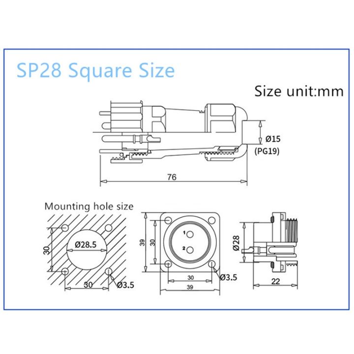 sp28-ip68-square-flange-cable-waterproof-aviation-connector-2-3-4-5-6-7-9-10-12-14-16-19-22-24-26-pin-electric-power-plug-socket