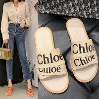 CODwuyan8340 Ready Stock ! Chloe Ladies Lettering Flip-flops New Fashion INS Flip-flops